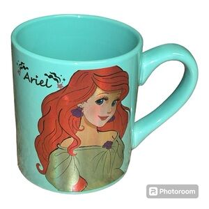 Disney The Little Mermaid Ariel Mint Green Ceramic Coffee Cup Mug EUC